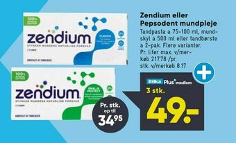Bilka Zendium eller Pepsodent mundpleje tilbud