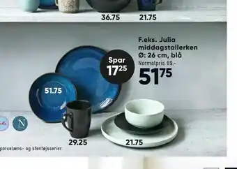 Bilka F.eks. Julia middagstallerken Ø: 26 cm, blå tilbud