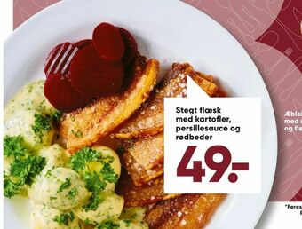 Bilka Stegt flæsk med kartofler, persillesauce og rødbeder tilbud
