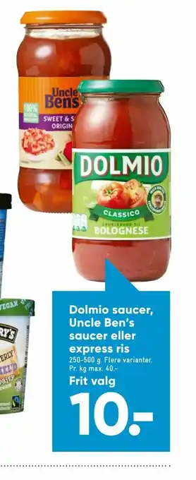 Bilka Dolmio saucer, Uncle Ben's saucer eller express ris tilbud