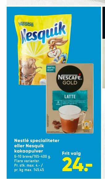 Bilka Nestlé specialiteter eller Nesquik kakaopulver tilbud