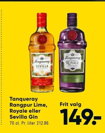 Bilka Tanqueray Rangpur Lime, Royale eller Sevilla Gin tilbud