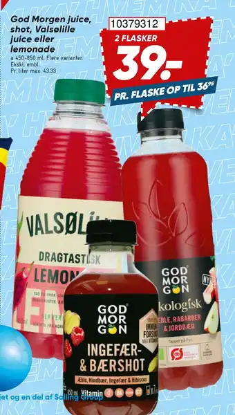 God Morgen juice. shot, Valsølille juice eller lemonade