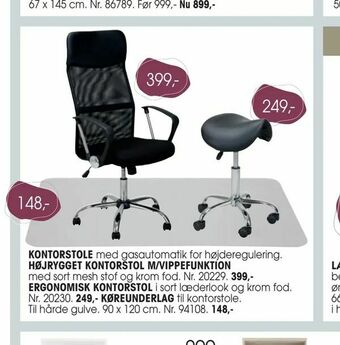 Daells Bolighus Højrygget kontorstol m/vippefunktion tilbud