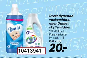 Dreft flydende vaskemiddel eller Dunlet skyllemiddel