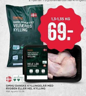 MENY Omhu danske kyllingelår med rygben eller hel kylling tilbud
