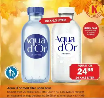 Købmandsgården Aqua D'or med eller uden brus tilbud