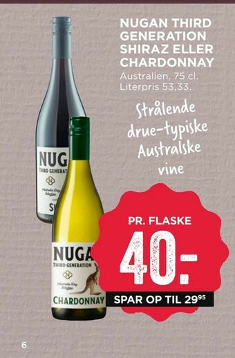 MENY Nugan third generation shiraz eller chardonnay tilbud
