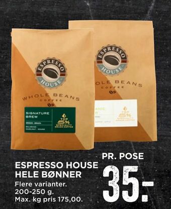 MENY Espresso house hele bønner tilbud