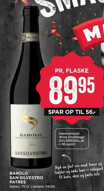 MENY Barolo san silvestro patres tilbud