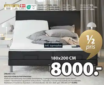 JYSK GOLD E5 FOAM ELEVATIONSSENG tilbud