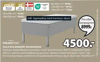JYSK GOLD B30 MEMORY BOXMADRAS tilbud