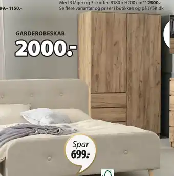 JYSK LIMFJORDEN GARDEROBESKAB tilbud