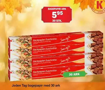 Købmandsgården Jeden Tag bagepapir med 30 ark tilbud