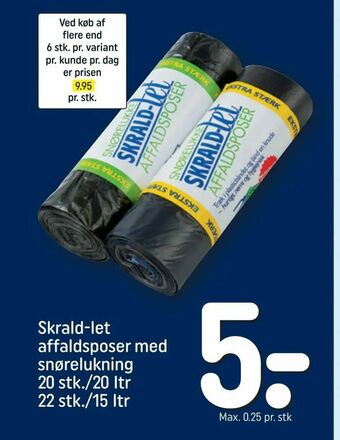 REMA 1000 Skrald-let affaldsposer med snørelukning tilbud