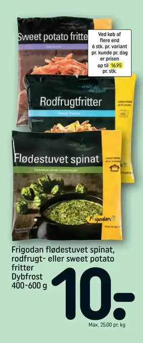 REMA 1000 Frigodan flødestuvet spinat, rodfrugt- eller sweet potato fritter tilbud