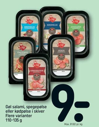 REMA 1000 Gøl salami, spegepølse eller kødpølse i skiver tilbud