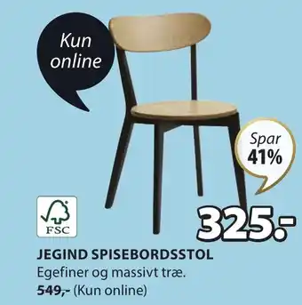JYSK JEGIND SPISEBORDSSTOL tilbud