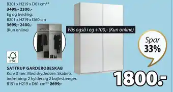 JYSK SATTRUP GARDEROBESKAB tilbud