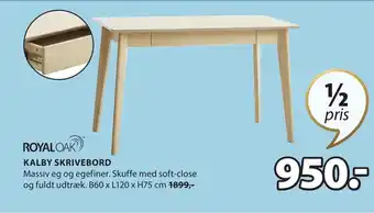 JYSK KALBY SKRIVEBORD tilbud
