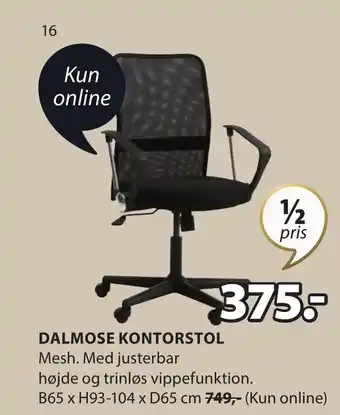 JYSK DALMOSE KONTORSTOL tilbud