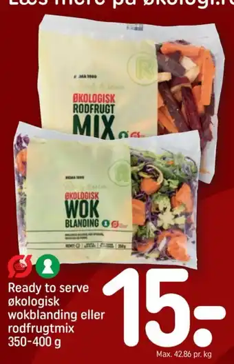REMA 1000 Ready to serve økologisk wokblanding eller rodfrugtmix 350-400 g tilbud