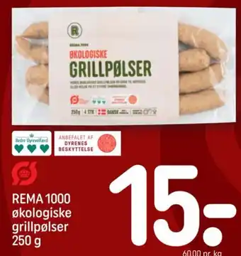 REMA 1000 REMA 1000 økologiske grillpølser 250 g tilbud