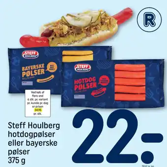 REMA 1000 Steff Houlberg hotdogpølser eller bayerske pølser 375 g tilbud