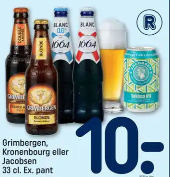 Grimbergen, Kronenbourg eller Jacobsen 33 cl. Ex. pant