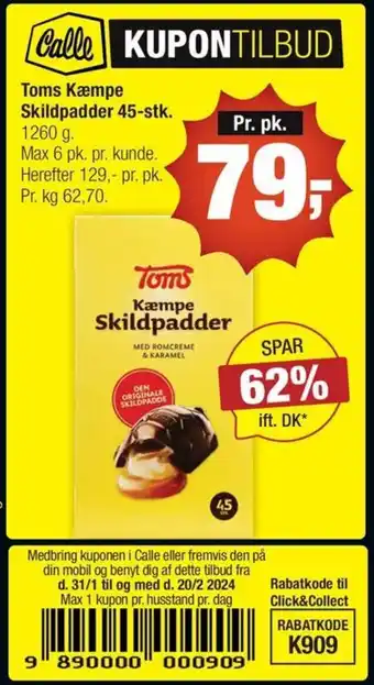 Calle Toms Kæmpe Skildpadder tilbud