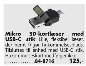 Mikro SD-kortlæser med USB-C stik