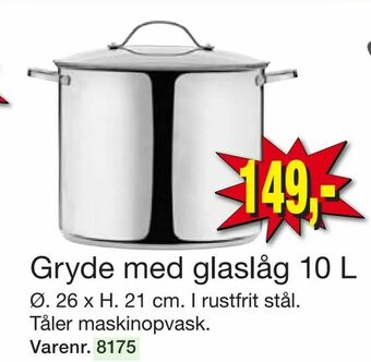 Harald Nyborg Gryde med glaslåg 10 L tilbud