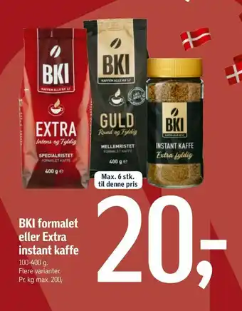 Føtex BKI formalet eller Extra instant kaffe tilbud