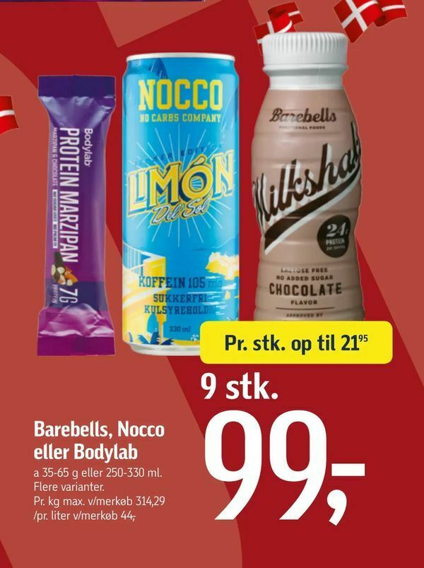 Barebells, Nocco eller Bodylab tilbud hos Føtex