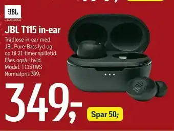 Føtex JBL T115 in-ear tilbud