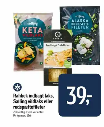 Føtex Rahbek indbagt laks, Salling vildlaks eller rødspættefileter tilbud
