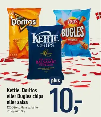 Føtex Kettle, Doritos eller Bugles chips eller salsa tilbud