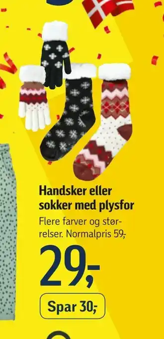 Føtex Handsker eller sokker med plysfor tilbud