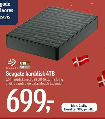 Føtex Seagate harddisk 4TB tilbud