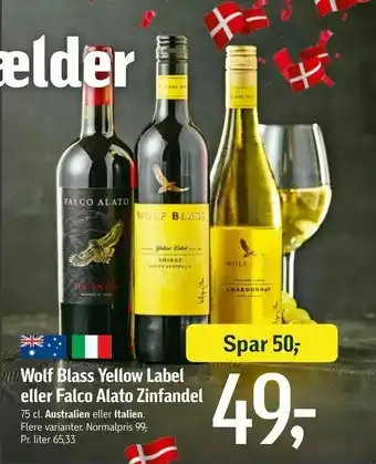 Føtex Wolf Blass Yellow Label eller Falco Alato Zinfandel tilbud