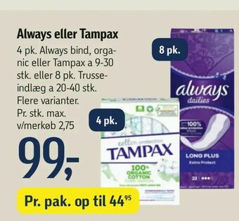 Føtex Always eller Tampax tilbud