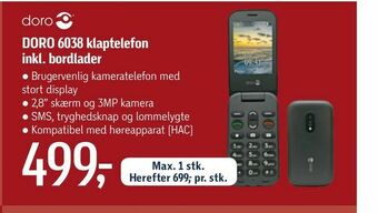 Føtex DORO 6038 klaptelefon inkl. bordlader tilbud