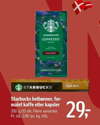 Føtex Starbucks helbønner, formalet kaffe eller kapsler tilbud