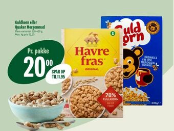 Min Købmand Guldkorn eller Quaker Morgenmad tilbud