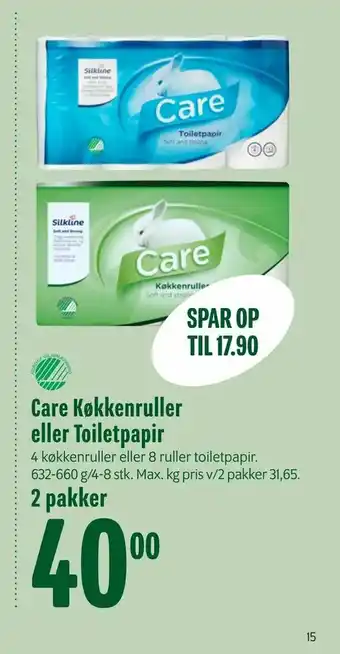 Min Købmand Care Køkkenruller eller Toiletpapir tilbud