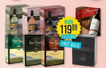 Bib rødvin hvidvin rosé 3 liter cape safari san-tiago faurino chilandia