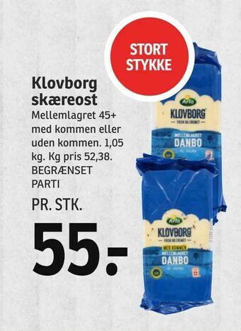 SPAR Klovborg skæreost tilbud