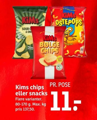 SPAR Kims chips eller snacks tilbud