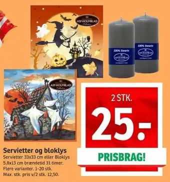 SPAR Servietter og bloklys tilbud