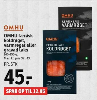 SPAR OMHU færøsk koldrøget, varmrøget eller gravad laks tilbud